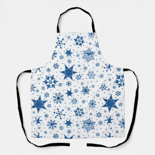 Delantal Patrón de Copo de Nieve Azul