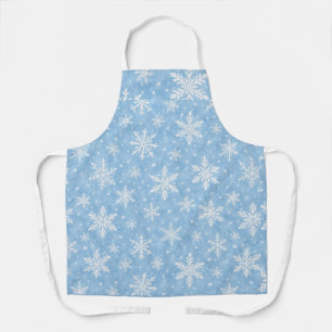 Delantal Patrón de copo de nieve azul hielo acuarela