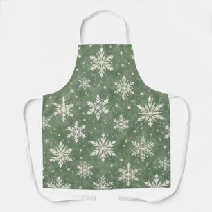 Delantal Patrón de copo de nieve en acuarela Sage