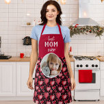 Delantal Patrón de corazón rojo mejor foto madre Día de la<br><div class="desc">Patrón del Corazón Rojo Mejor Apron del Día de la Madre Fotomadre. Corazón rojo y rosa dibujado a mano sobre fondo negro. Añade tu foto. Corazón dulce para una madre.</div>