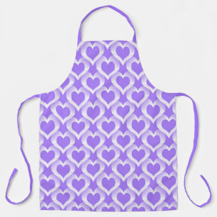 Delantal Patrón de Corazones Blancos Morados