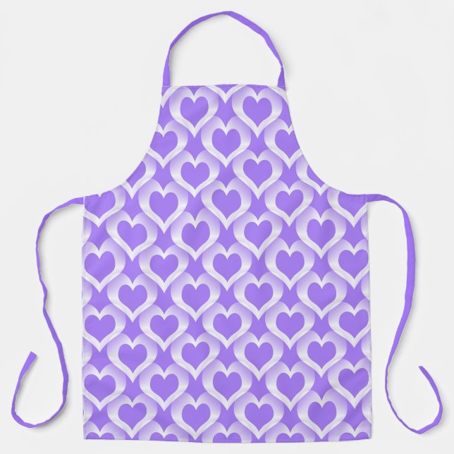 Delantal Patrón de Corazones Blancos Morados (Anverso)