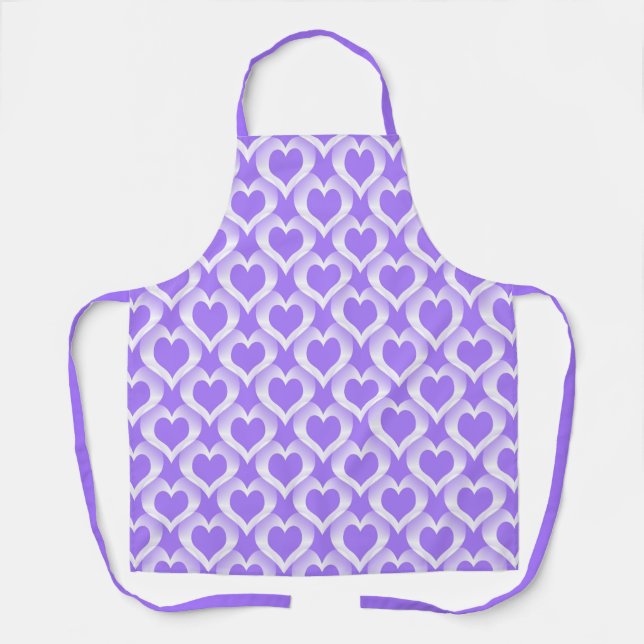 Delantal Patrón de Corazones Blancos Morados (Anverso)