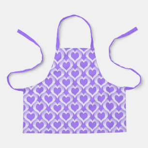 Delantal Patrón de Corazones Blancos Morados