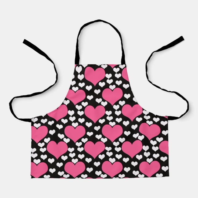 Delantal Patrón de corazones de amor blanco rosado (Anverso)