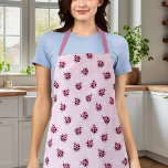 Delantal Patrón de corazones de punto de polka rosado<br><div class="desc">Apron del patrón de los corazones de punto de polka rosado</div>