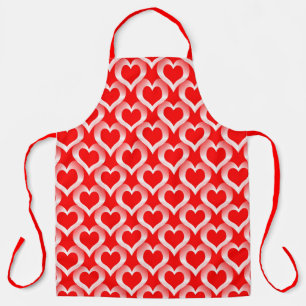 Delantal Patrón de Corazones Rojos Blancos