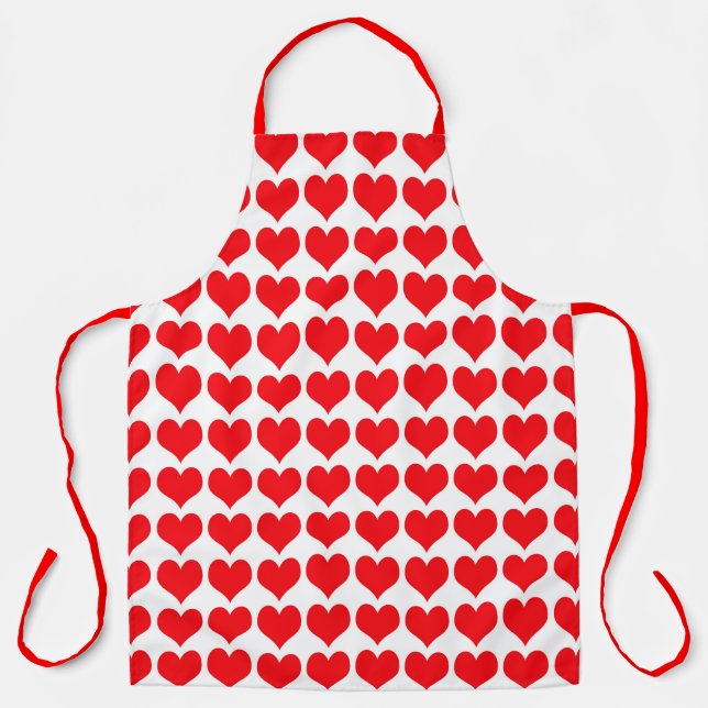 Delantal Patrón de corazones rojos blancos (Anverso)