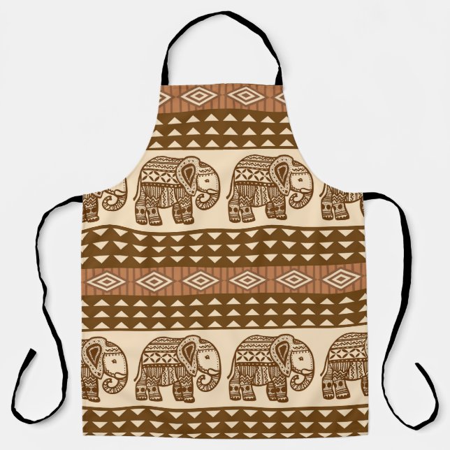 Delantal Patrón de cosecha geométrica de elefantes étnicos (Anverso)