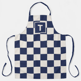 Delantal Patrón de crema de la armada monográfica en negrit