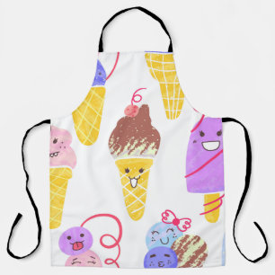 Delantal Patrón De Cremas De Hielo Kawaii, Ice De Carácte