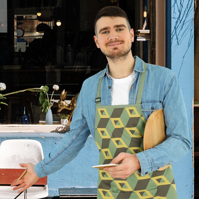 Delantal Patrón de cuadrados de ilusión 3D (Apron)