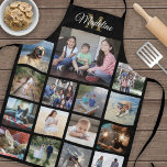 Delantal Patrón de cuadrícula de Collage de fotos monograma<br><div class="desc">Celebra las simples alegrías de la familia y amigos con un elegante delantal de fotos personalizados. Si prefiere un fondo o texto en colores distintos del negro, el blanco y el oro, consulte las instrucciones que aparecen a continuación. (IMAGEN PLACEMENT TIP: Una manera fácil de centrar una foto exactamente como...</div>