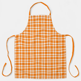 Delantal Patrón de Cuadro Escocés Naranja Blanco