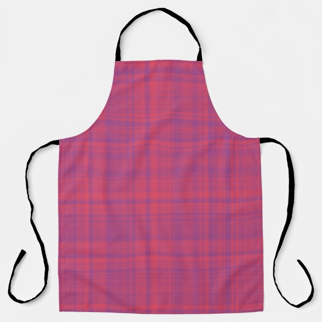 Delantal Patrón de Cuadro Escocés Rojo Morado (Anverso)