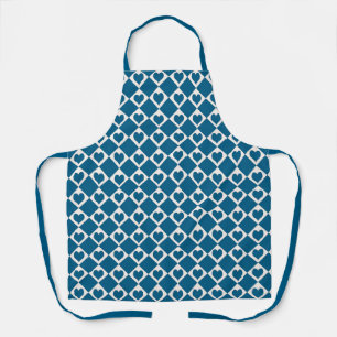 Delantal Patrón de cuadros con corazón blanco azul