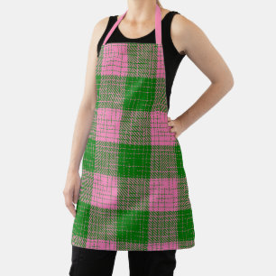 Delantal Patrón de cuadros cruzados rosa y verde