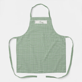 Delantal Patrón de cuadros en verde con nombre
