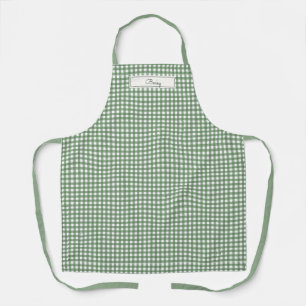 Delantal Patrón de cuadros en verde con nombre