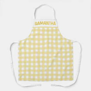 Delantal Patrón de cuadros gingham amarillo y blanco