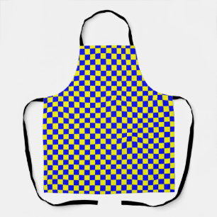Delantal Patrón de cuadros gingham azul amarillo
