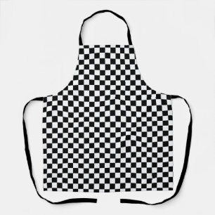 Delantal Patrón de cuadros gingham en blanco y negro