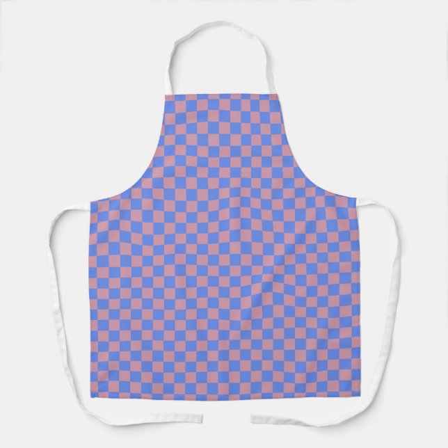 Delantal Patrón de cuadros gingham rosa azul (Anverso)