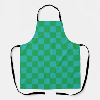 Delantal Patrón de cuadros gingham verde azul