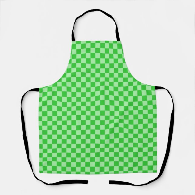 Delantal Patrón de cuadros gingham verdes (Anverso)