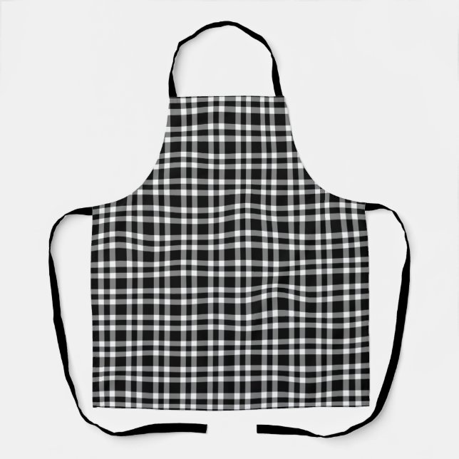 Delantal Patrón de Cuadros Negro Blanco (Anverso)