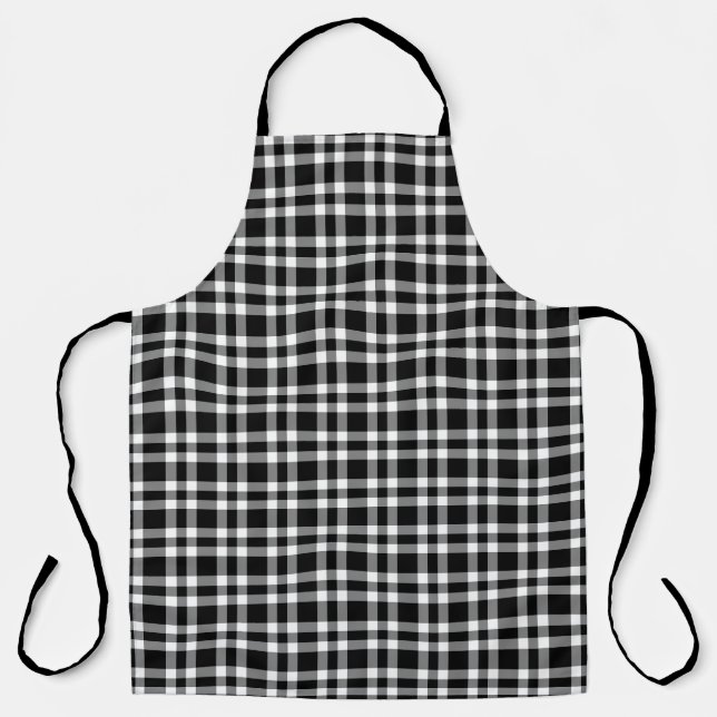 Delantal Patrón de Cuadros Negro Blanco (Anverso)