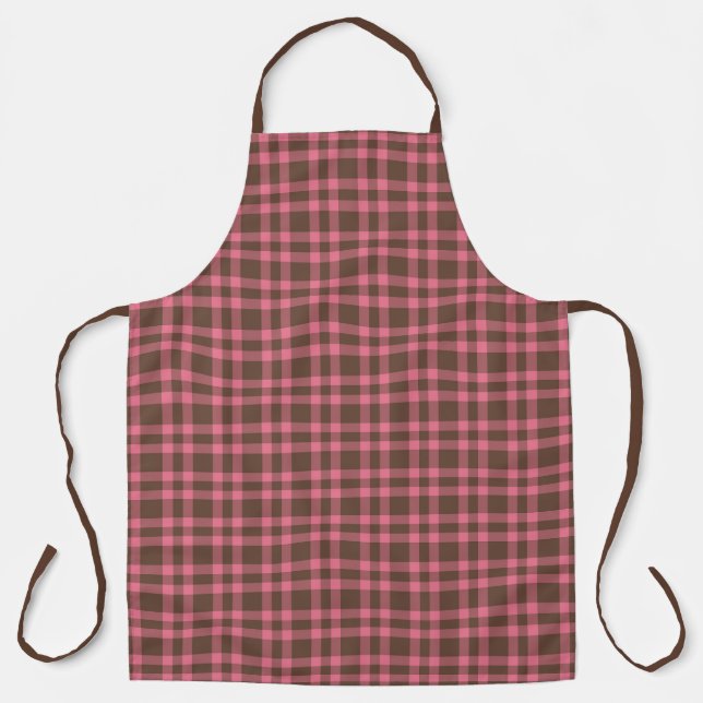 Delantal Patrón de Cuadros Rosa Marrón (Anverso)
