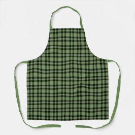 Delantal Patrón de Cuadros Verde Negro