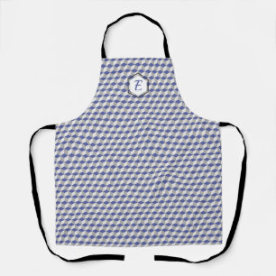 Delantal Patrón de cubo geométrico en morado, gris y blanco