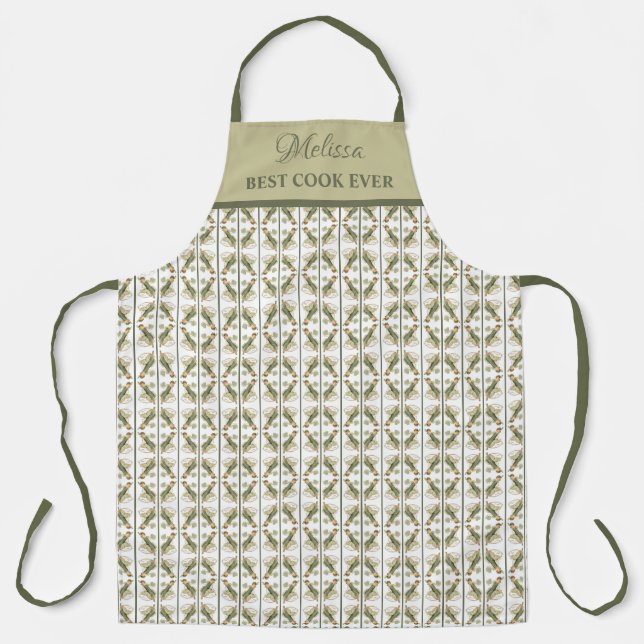 Delantal Patrón de Cucumber Mejor Cook Ever Añadir Nombre (Anverso)