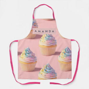 Delantal Patrón de Cupcake de Arcoíris Personalizado Pastel