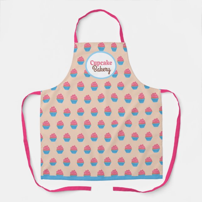Delantal Patrón de Cupcakes | Crema rosa | Apron (Anverso)