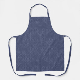 Delantal Patrón de Damasco Floral Azul Oscuro - Apron