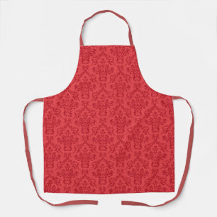 Delantal Patrón de damasco rojo