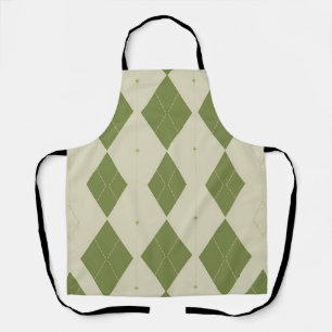 Delantal Patrón de diamante argyle verde oliva