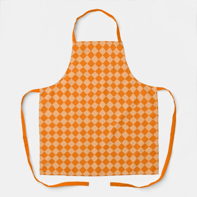 Delantal Patrón de diamante de cuadros naranja (Anverso)