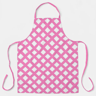 Delantal Patrón de diamante de cuadros rosa y blanco