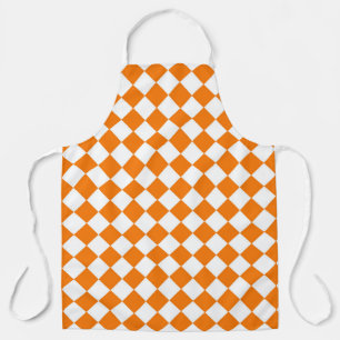 Delantal Patrón de diamante del verificador blanco naranja