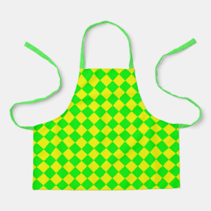 Delantal Patrón de diamante del verificador verde amarillo