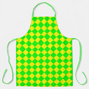 Delantal Patrón de diamante del verificador verde amarillo