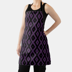 Delantal Patrón de diamante morado oscuro y negro