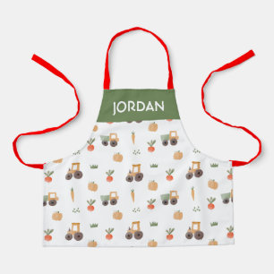 Delantal Patrón de diversión de acuarela de jardín de granj