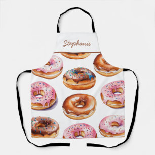 Delantal Patrón de donut acuático de nombre personalizado d