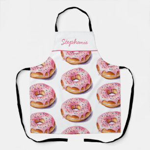 Delantal Patrón de donut acuático de nombre personalizado d