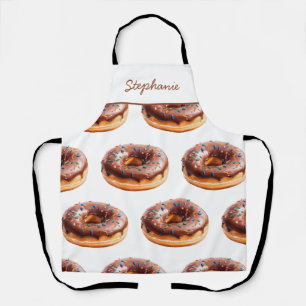 Delantal Patrón de donut acuático de nombre personalizado d